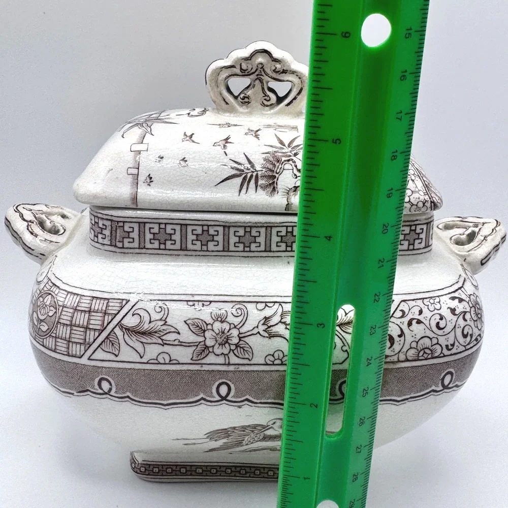 Antique Melbourne C & W Late Mayers Ironstone Tureen Brown Transferware